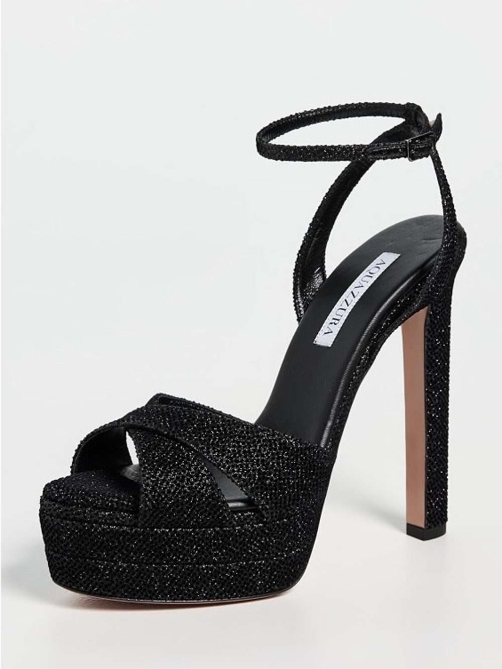 Aquazzura Divine Plateau 130mm Ankle Strap Sandals in Black, Size 40, NWT $1,265